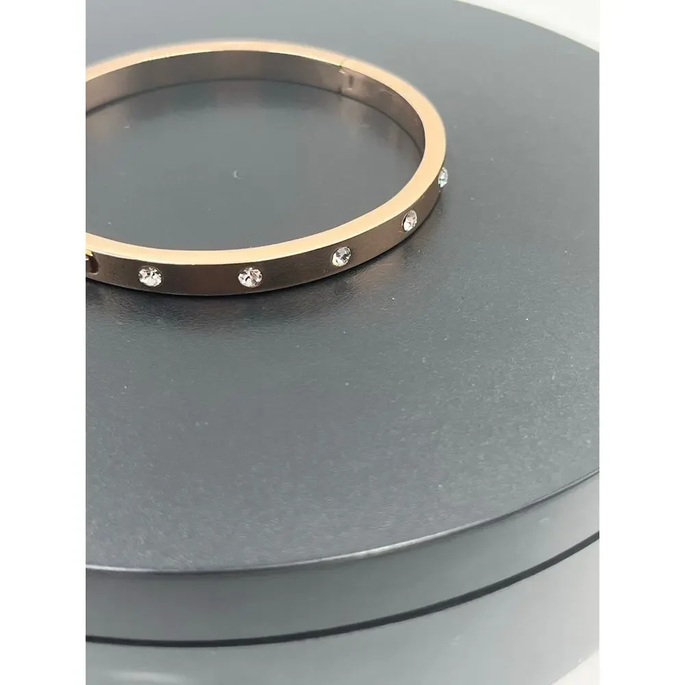 Kate‎ Spade NY Set in Stone Metal  Crystal Hinged Bangle Bracelet - Picture 14 of 14
